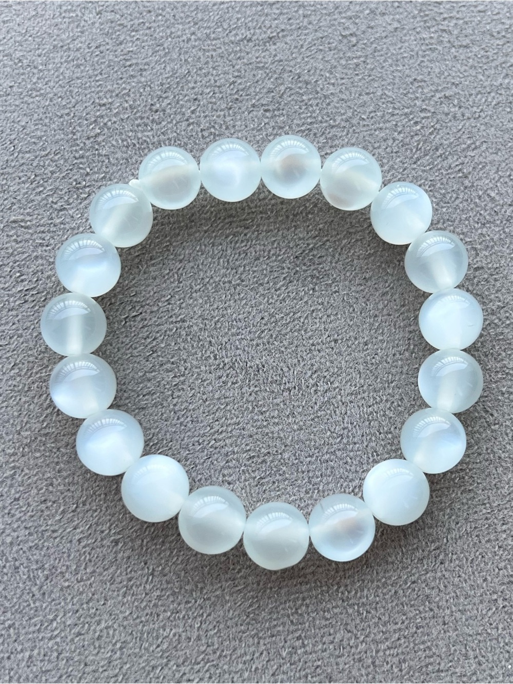 White Moon Glow Bead Stretch Bracelet